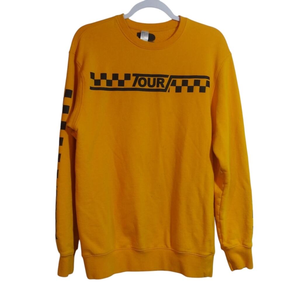 Team Bieber World Tour Yellow Crew Neck SweatShirt Uni Merch Casual Size Small
